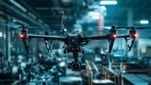 Drone volant dans une usine
