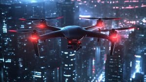 Drone urbain en vol nocturne