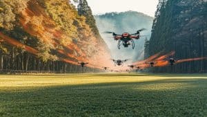Drones volant en formation