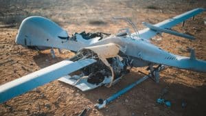 Drone militaire endommagé