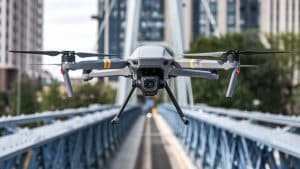 Drone en vol stationnaire urbain