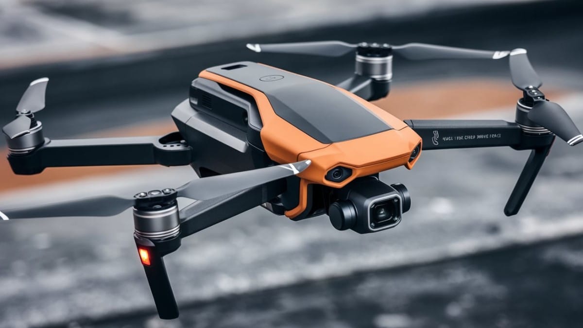 Drone orange en vol