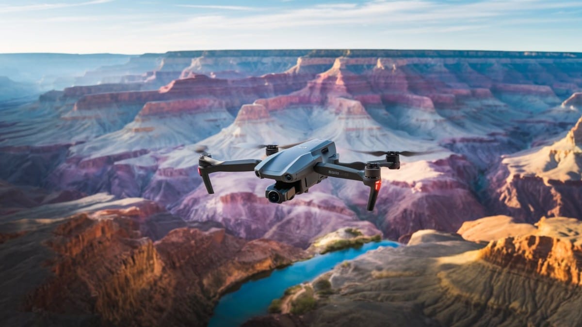 Drone survolant un canyon