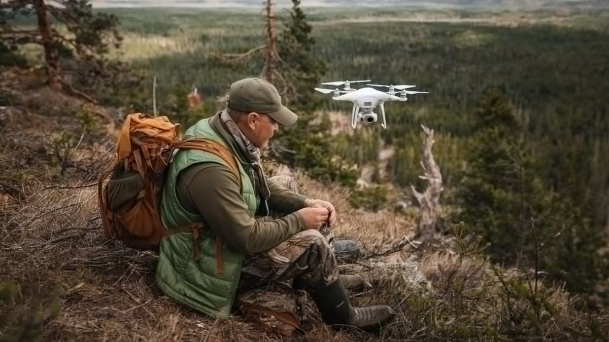 Homme surveillant un drone