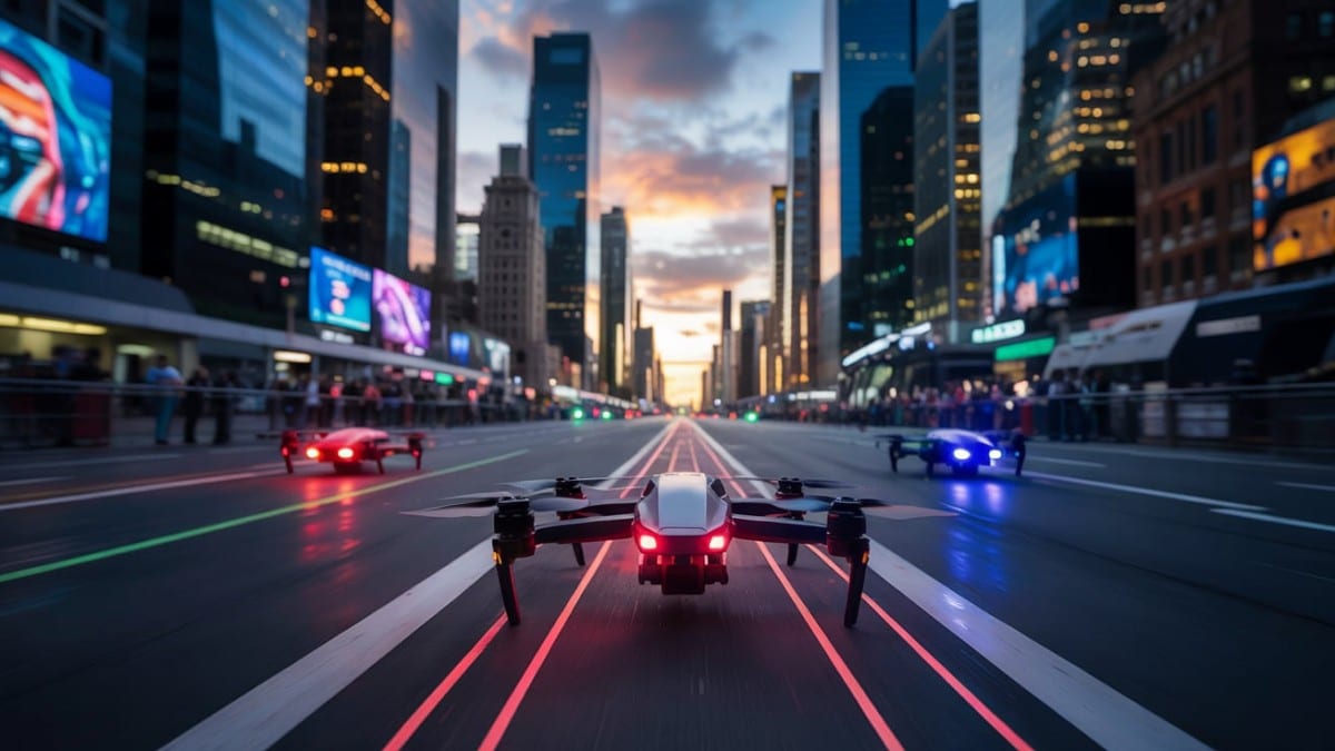Course de drones en ville