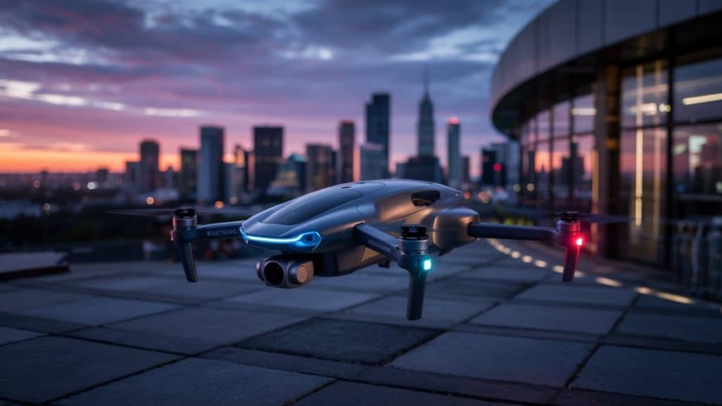 Drone futuriste en ville