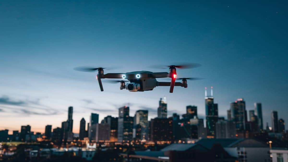 Drone en vol urbain