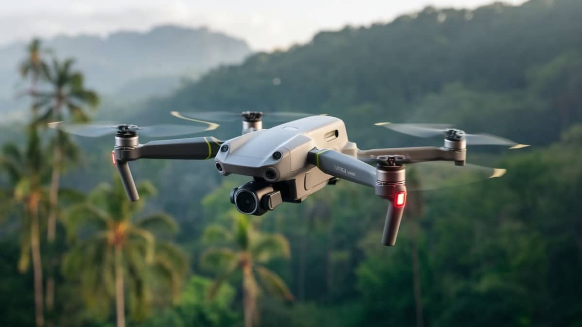 Drone survolant une jungle