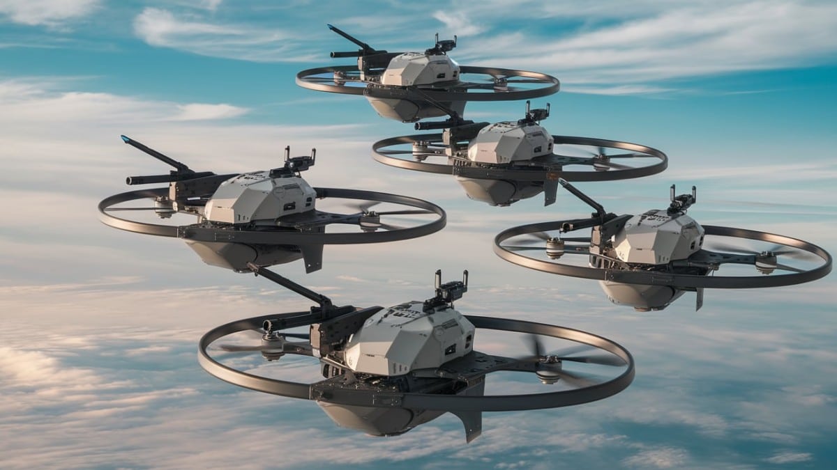 Drones de combat en vol