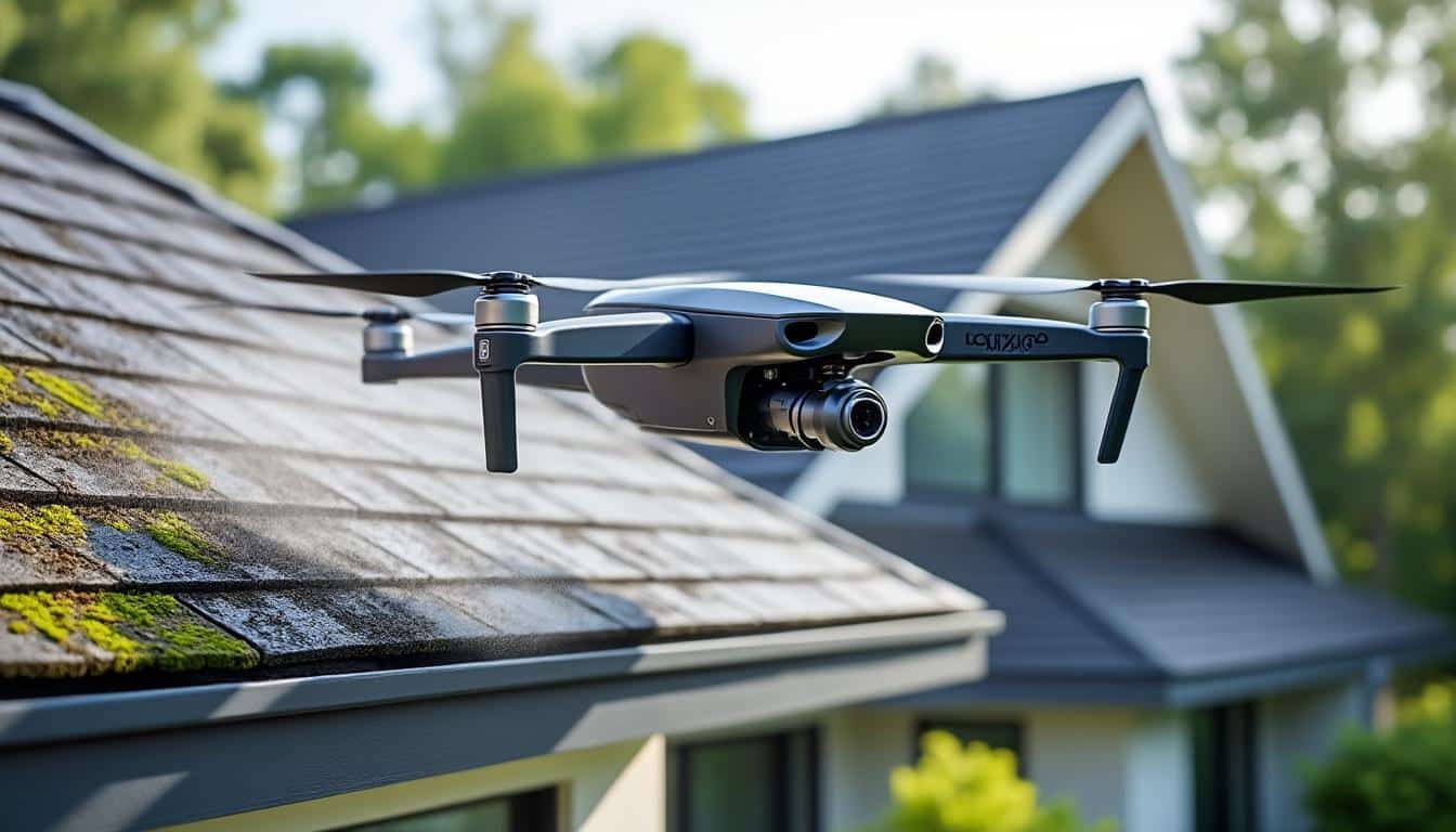 découvrez notre service de nettoyage de toiture par drone, une solution rapide, sûre et efficace pour entretenir votre toit sans risque.