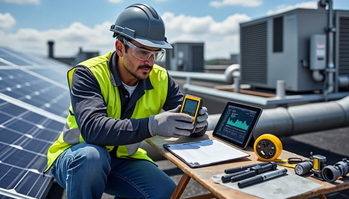 inspection professionnelle des toitures et ouvrages industriels avec outils spécialisés et check-lists complètes pour garantir qualité et sécurité.