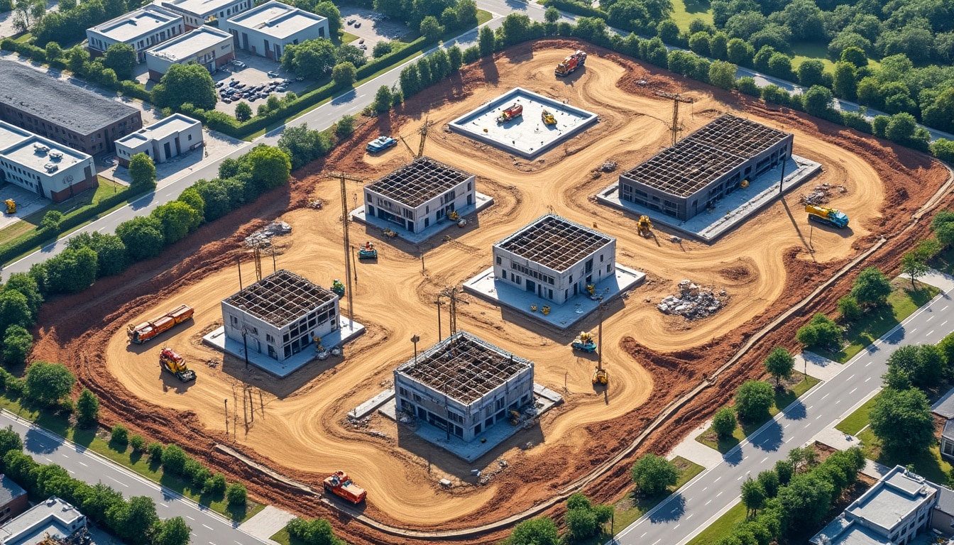 découvrez notre cartographie précise des chantiers de construction réalisée grâce à la photo aérienne par drone, pour un suivi optimal et une gestion efficace de vos projets.