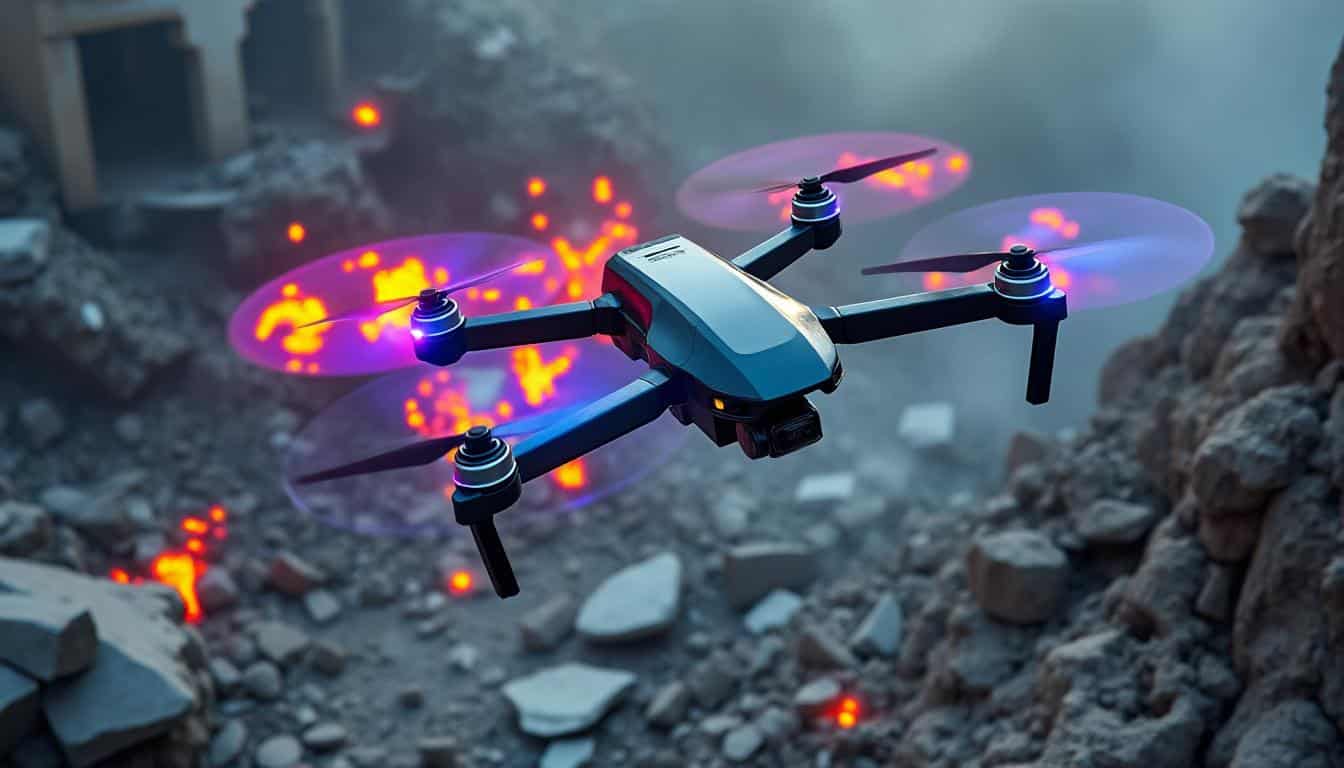découvrez comment la caméra infrarouge du drone de sauvetage permet le repérage thermique rapide et précis des victimes ensevelies, améliorant ainsi l'efficacité des interventions d'urgence.